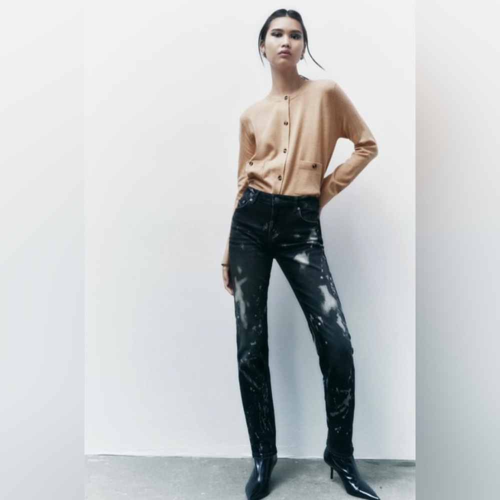 NWT Zara Size 2 The Bleached Mid Rise Slim Denim Jeans